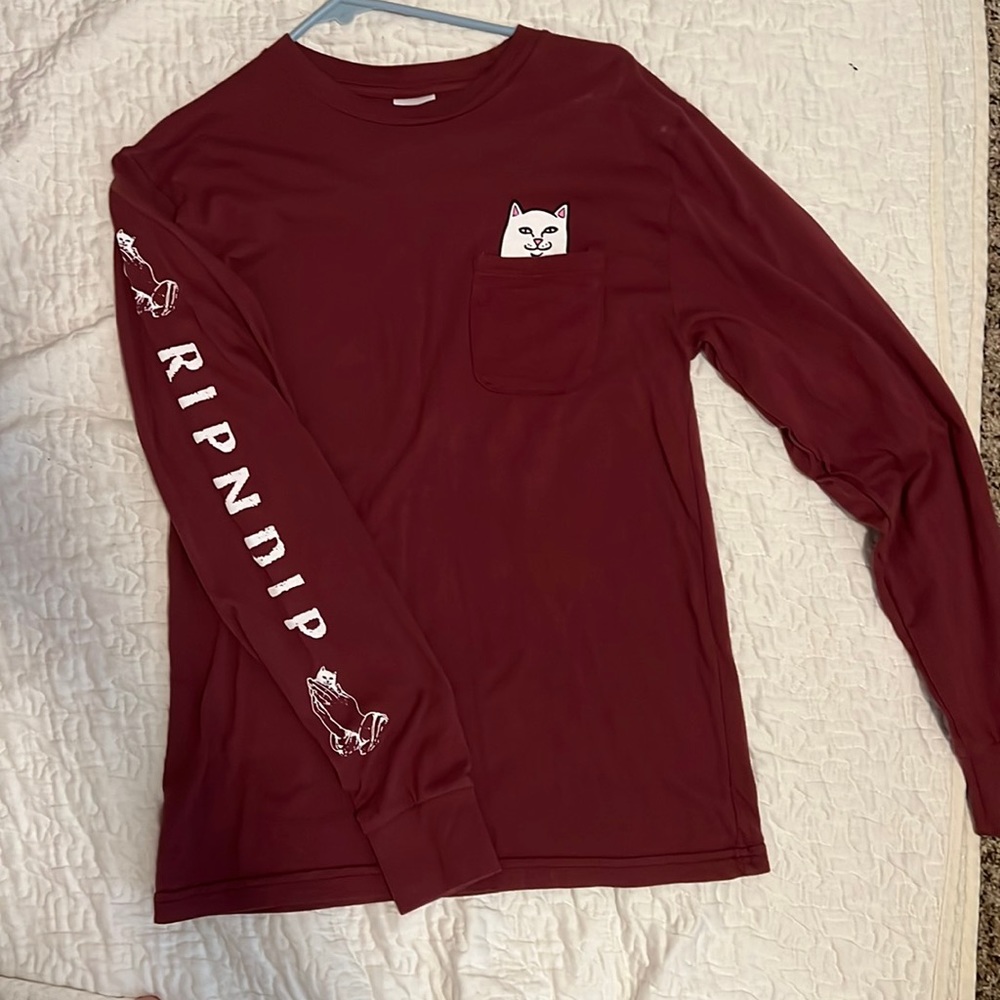 Rip N Dip long sleeve maroon shirt